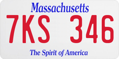 MA license plate 7KS346