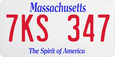 MA license plate 7KS347