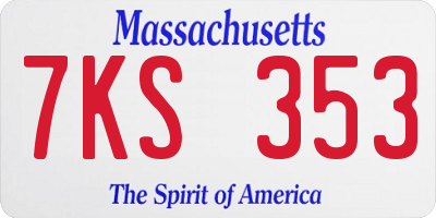 MA license plate 7KS353