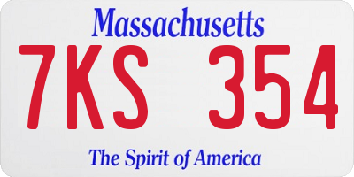 MA license plate 7KS354