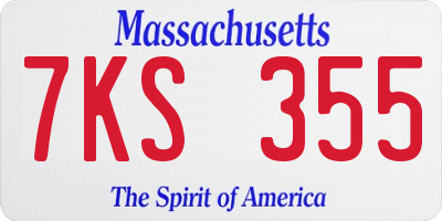 MA license plate 7KS355