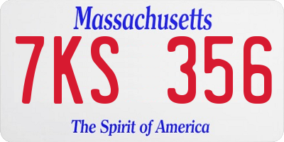 MA license plate 7KS356