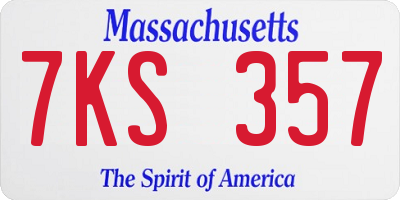 MA license plate 7KS357