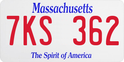 MA license plate 7KS362