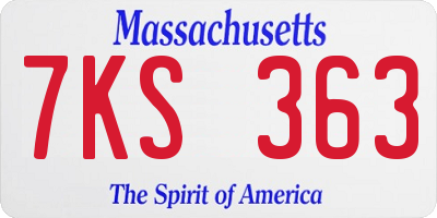 MA license plate 7KS363