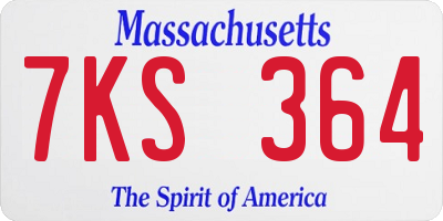 MA license plate 7KS364