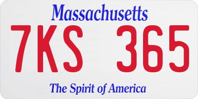 MA license plate 7KS365