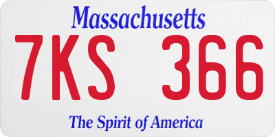 MA license plate 7KS366