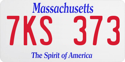 MA license plate 7KS373