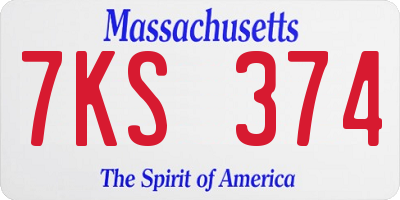 MA license plate 7KS374