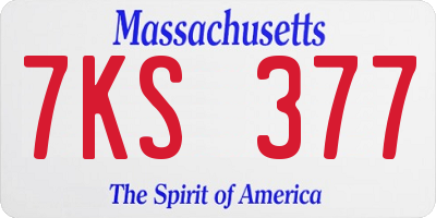 MA license plate 7KS377
