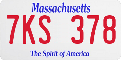 MA license plate 7KS378