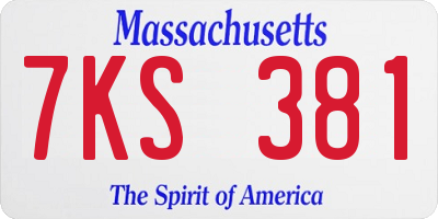 MA license plate 7KS381