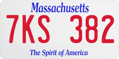 MA license plate 7KS382