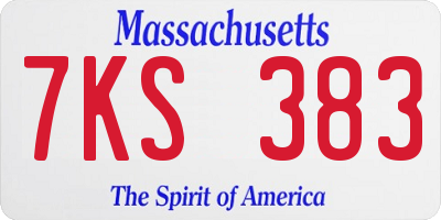 MA license plate 7KS383