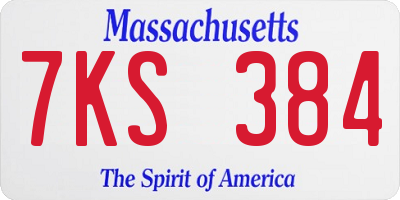 MA license plate 7KS384