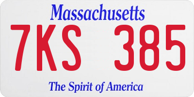 MA license plate 7KS385