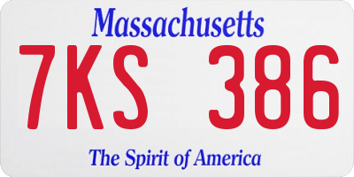 MA license plate 7KS386