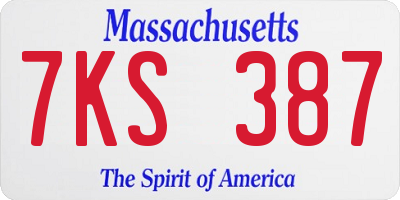 MA license plate 7KS387