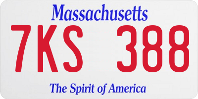 MA license plate 7KS388