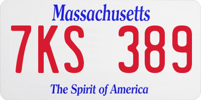 MA license plate 7KS389
