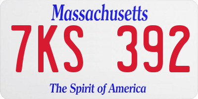 MA license plate 7KS392