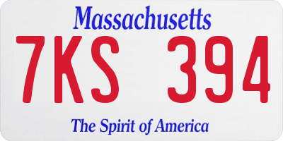 MA license plate 7KS394