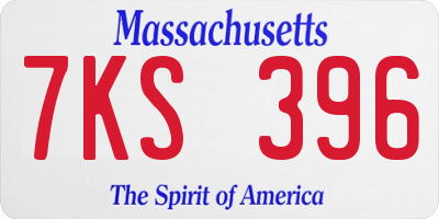 MA license plate 7KS396
