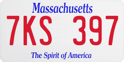 MA license plate 7KS397