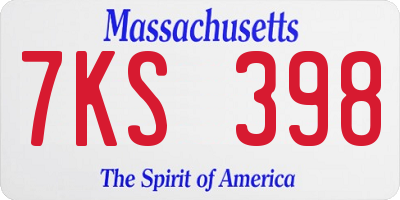MA license plate 7KS398