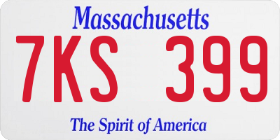 MA license plate 7KS399