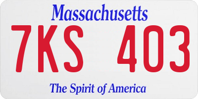 MA license plate 7KS403