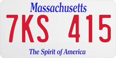 MA license plate 7KS415