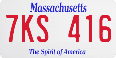 MA license plate 7KS416