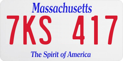 MA license plate 7KS417