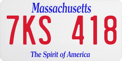 MA license plate 7KS418