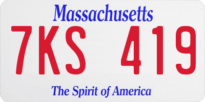 MA license plate 7KS419