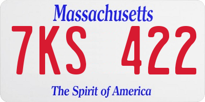 MA license plate 7KS422