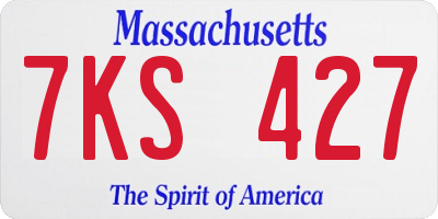 MA license plate 7KS427