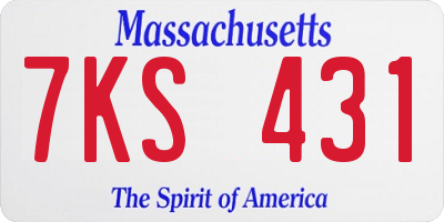 MA license plate 7KS431
