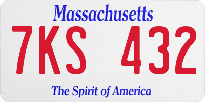 MA license plate 7KS432