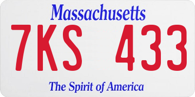 MA license plate 7KS433