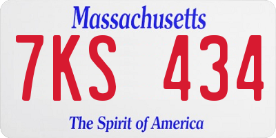 MA license plate 7KS434