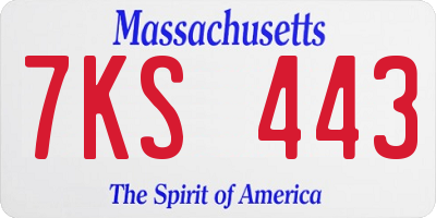 MA license plate 7KS443