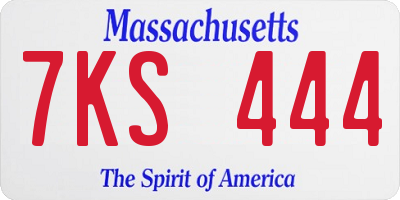 MA license plate 7KS444
