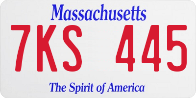 MA license plate 7KS445