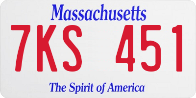 MA license plate 7KS451