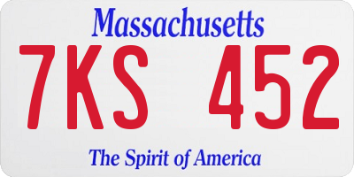 MA license plate 7KS452