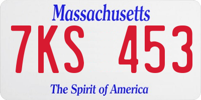 MA license plate 7KS453