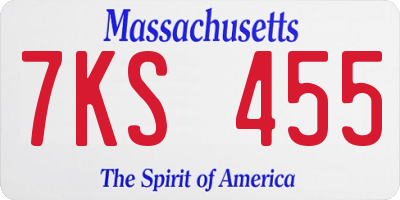 MA license plate 7KS455